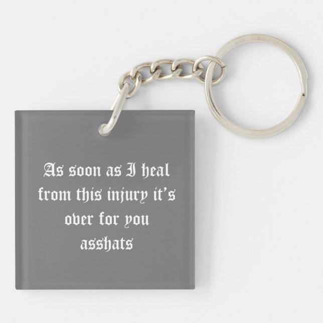 Always Injured Guy Skull Keychain (Back)