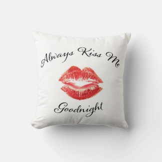Always Kiss Me Goodnight - Red Lips Cushion