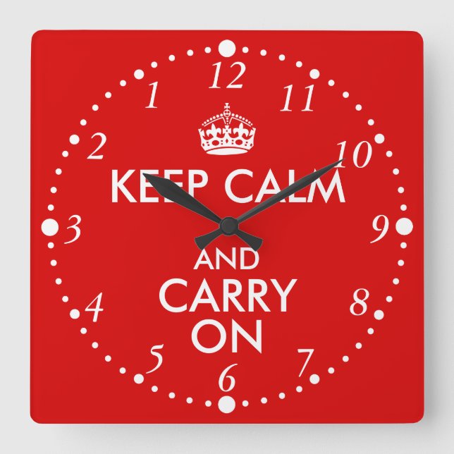 Always Late Keep Calm and Carry On Backwards Clock (Front)