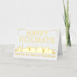 ALWAYS LIT Vegas Happy Holidays Greeting Card 
