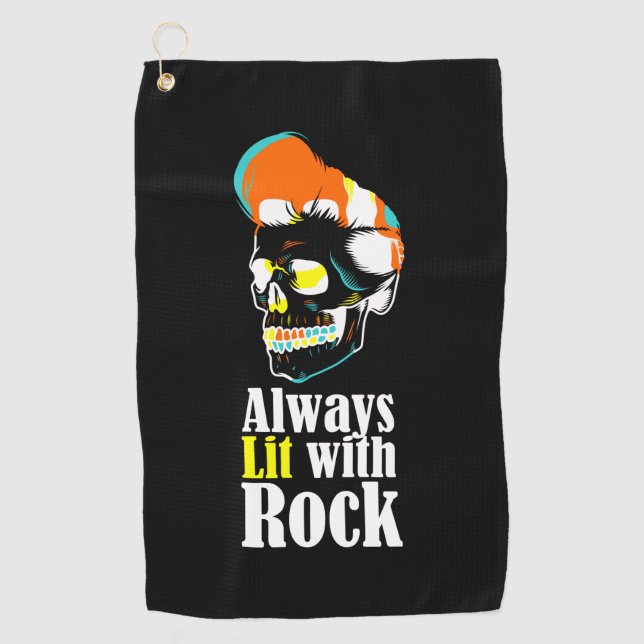 Always lit with rock golf towel (Front)