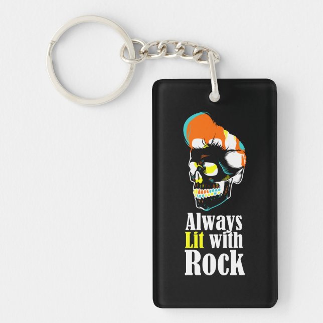 Always lit with rock key ring (Front)