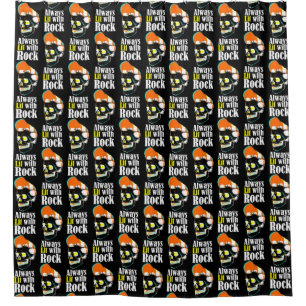 Always lit with rock shower curtain