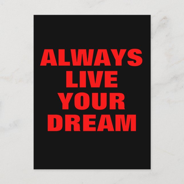Always Live Your Dream Motivational Postcard (Front)