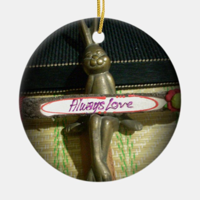 Always Love Inspirational Rabbit Art Print Design Ceramic Tree Decoration (Front)