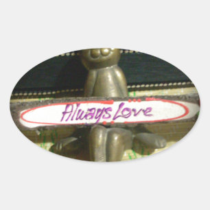 Always Love Inspirational Rabbit Art Print Design Oval Sticker