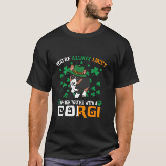Always Lucky With A Tricolor Corgi Dog St Patricks T-Shirt