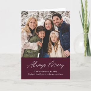 Always Merry Wine Minimalist 2 Photo Holiday Card
