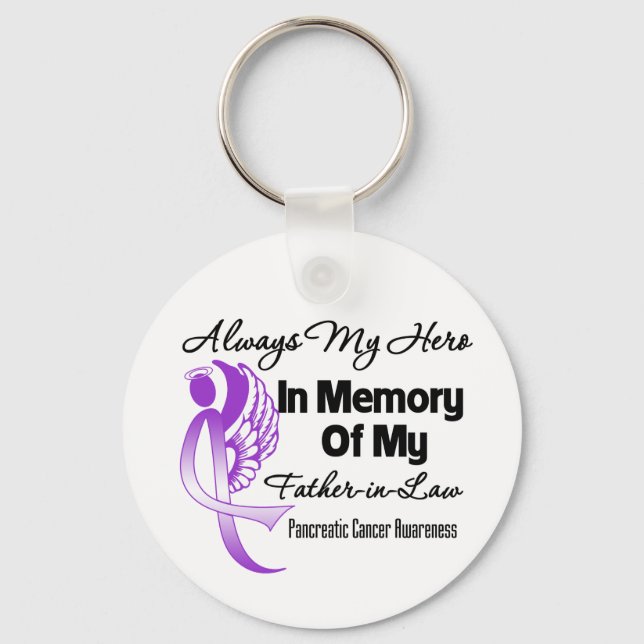 Always My Hero Father-in-Law - Pancreatic Cancer Key Ring (Front)