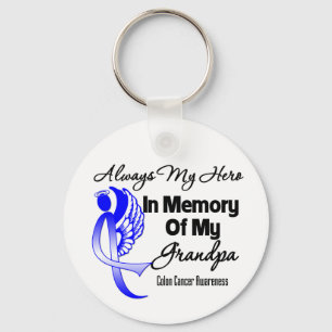 Always My Hero In Memory Grandpa - Colon Cancer Key Ring