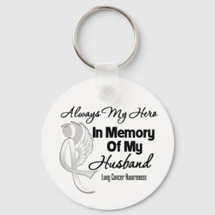 Always My Hero In Memory Husband - Lung Cancer Key Ring