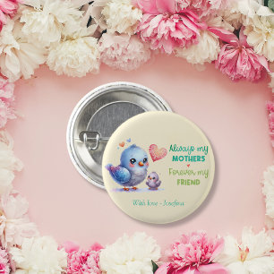 Always my Mother - Bird Mum & Baby  3 Cm Round Badge