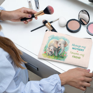 Always my Mother - Elephant Mum & Baby Pink Accessory Pouch