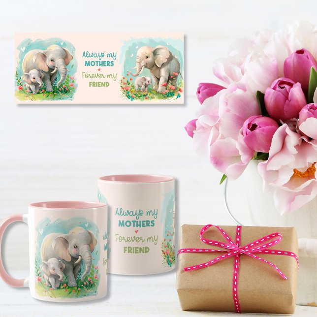 Always my Mother - Elephant Mum & Baby Pink  Mug (Always my Mother - Elephant Mum & Baby Pink Mug)