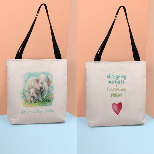 Always my Mother - Elephant Mum & Baby Pink Tote Bag