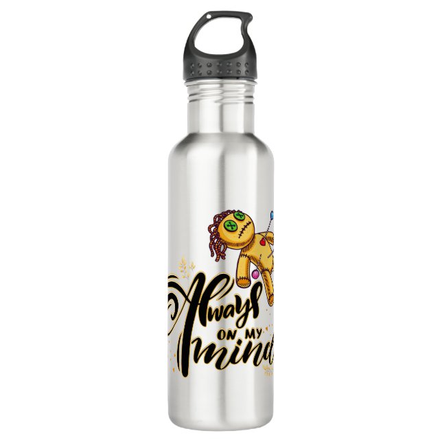 Always on My Mind Funny Halloween Voodoo Doll 710 Ml Water Bottle (Front)