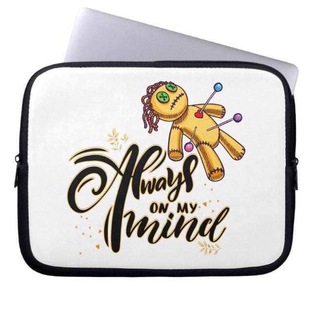 Always on My Mind Funny Halloween Voodoo Doll Laptop Sleeve (Front)