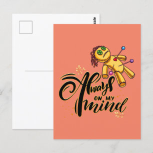 Always on My Mind Funny Halloween Voodoo Doll Postcard