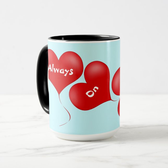Always on My Mind Red Hearts Combo Mug (Front Left)