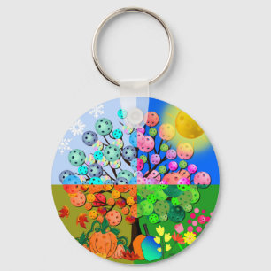 Always Pickleball Season Winter Spring Summer Fall Key Ring
