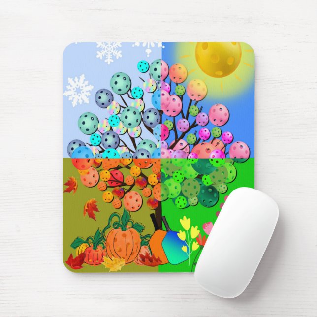 Always Pickleball Season Winter Spring Summer Fall Mouse Mat (With Mouse)