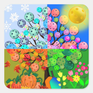 Always Pickleball Season Winter Spring Summer Fall Square Sticker