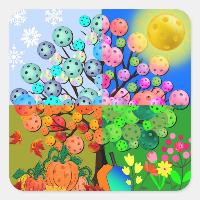 Always Pickleball Season Winter Spring Summer Fall Square Sticker (Front)