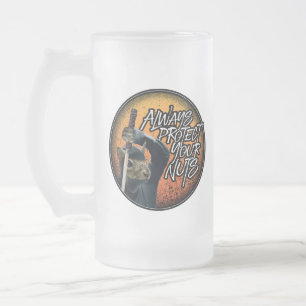 Always Protect Your Nuts - funny ninja squirrel Frosted Glass Beer Mug