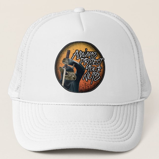 Always Protect Your Nuts - funny ninja squirrel Trucker Hat (Front)