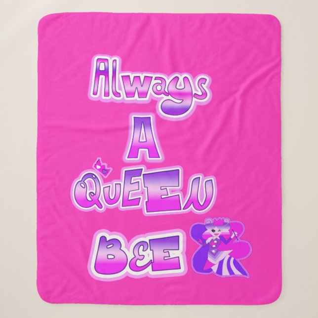 Always queen bee hot pink sherpa blanket (Front)