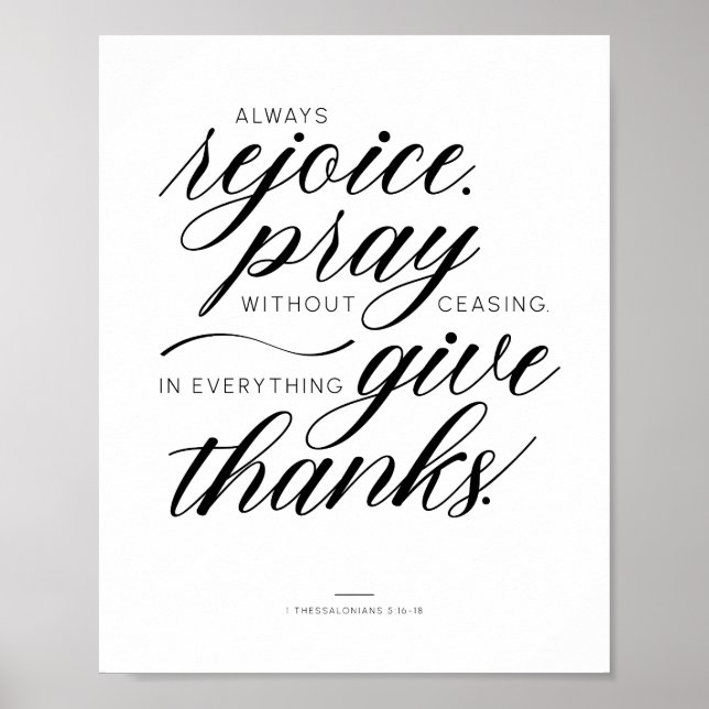 Always rejoice. Pray without ceasing. Quote Poster (Front)