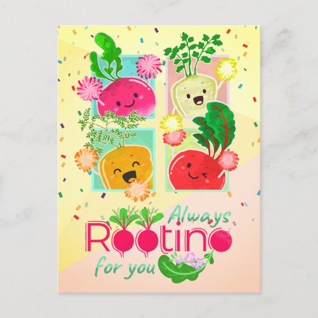 Always Rooting for You | Motivational Quote Pun Postcard (Front)