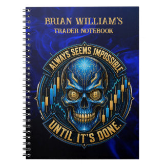 Always Seems Impossible Blue Glow Bitcoin Notebook