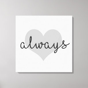 always simple modern heart black white canvas print