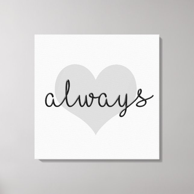 always simple modern heart black white canvas print (Front)
