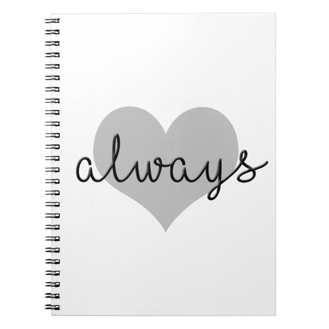 always simple modern heart black white notebook (Front)