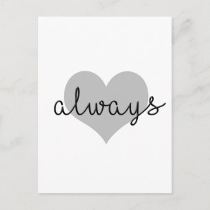 always simple modern heart black white postcard