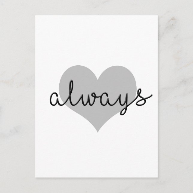 always simple modern heart black white postcard (Front)