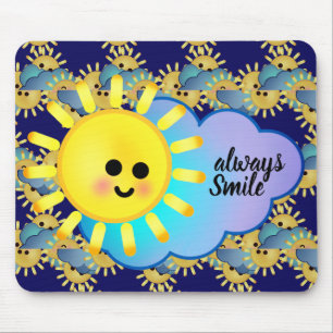 Always Smile Cute Sunshine Kawaii Motivational Fun Mouse Mat