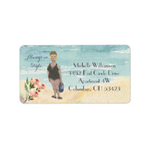 Always Stylish Glam Lady Beach Return Address Labe