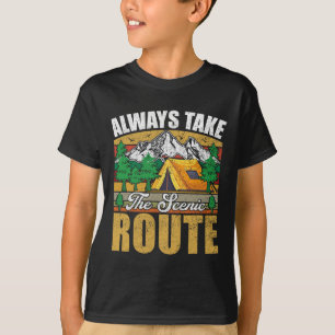 Always Take The Scenic Route Funny Hiking T-Shirt