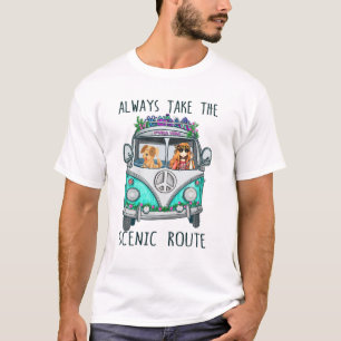 Always Take The Scenic Route Hippie Peace Van Camp T-Shirt