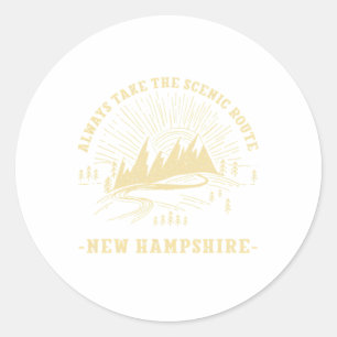 Always Take The Scenic Route New Hampshire Hiking Classic Round Sticker