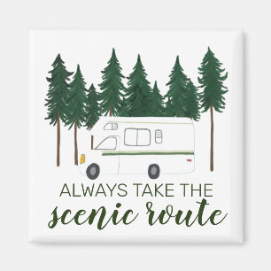 ALWAYS TAKE THE SCENIC ROUTE vanlife roadtrip Magnet