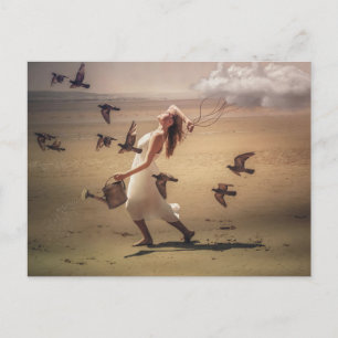 Always take the weather with you surreal art postcard