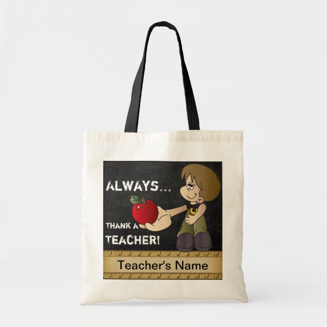 Always Thank a Teacher | DIY Text Tote Bag (Front)