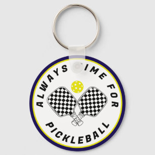 Always Time for Pickleball Paddles Black Olive Key Ring