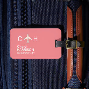 Always Time to Fly Aeroplane Pink Travel Luggage Tag