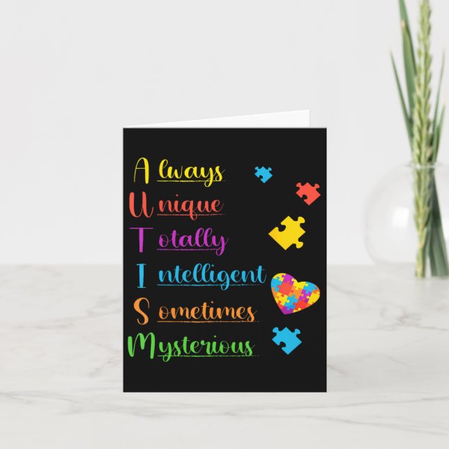 Always Unique Autism Awareness Totally Intelligent Card (Front)