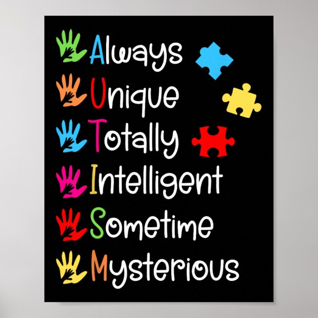 Always Unique Autism Awareness Totally Intelligent Poster (Front)